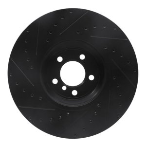 BMW ALPINA B7 Brake Rotor (1) - Front Right - R1 Concepts - Drilled & Slotted - Black - `07-`08